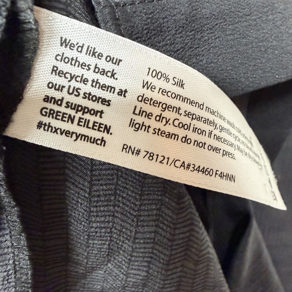 Eileen Fisher 100%Silk Shirt Top Women XL Gray Black WhimsigothFairt Button - Picture 7 of 10
